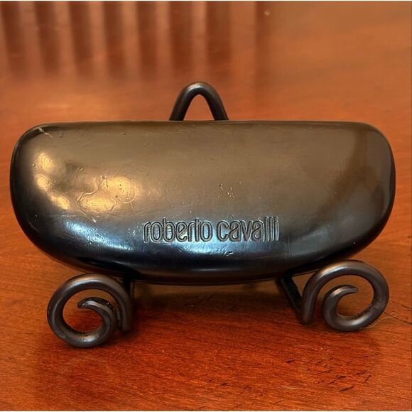 Roberto Cavalli Other - ROBERTO CAVALLI - EUC Black Leather Hard Clamshell Eyeglasses Case